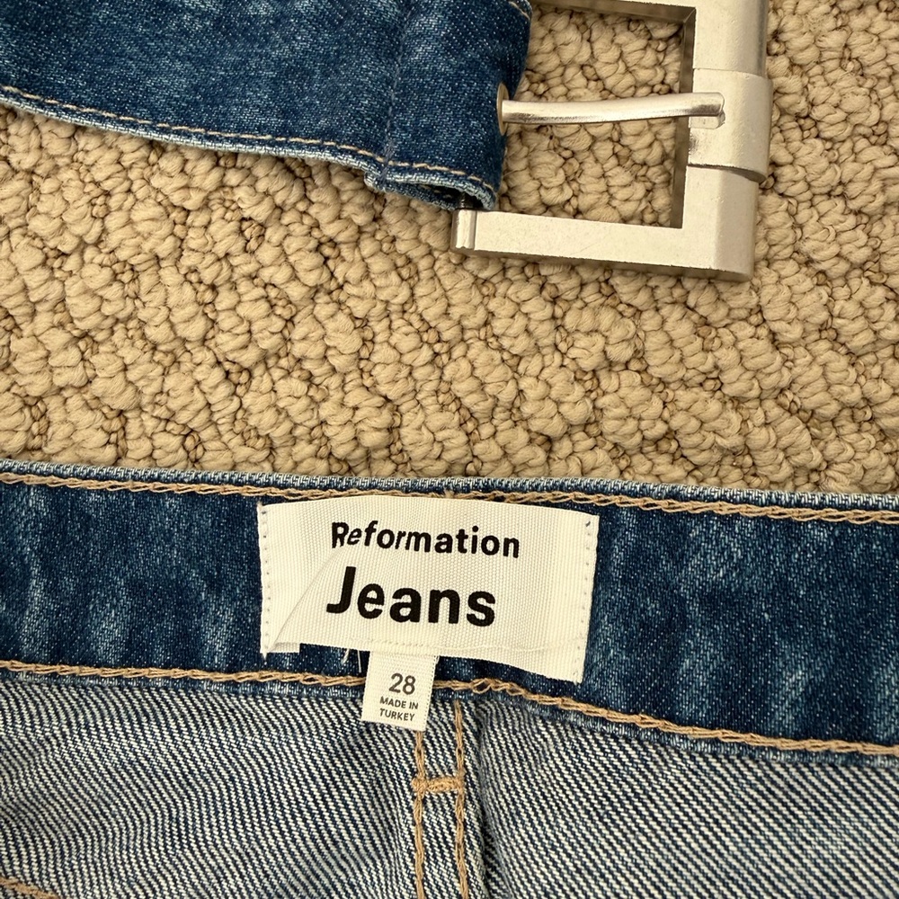 Reformation Blue Wide Leg cargo Jeans size 28 - Picture 5 of 6